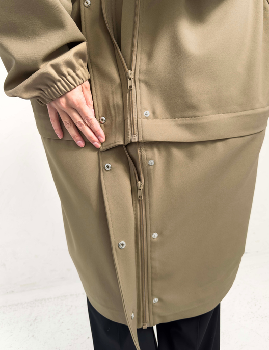 CINEMATIQ 【日本製制電生地】デイリーBAGレインコート サンドベージュ ディティール