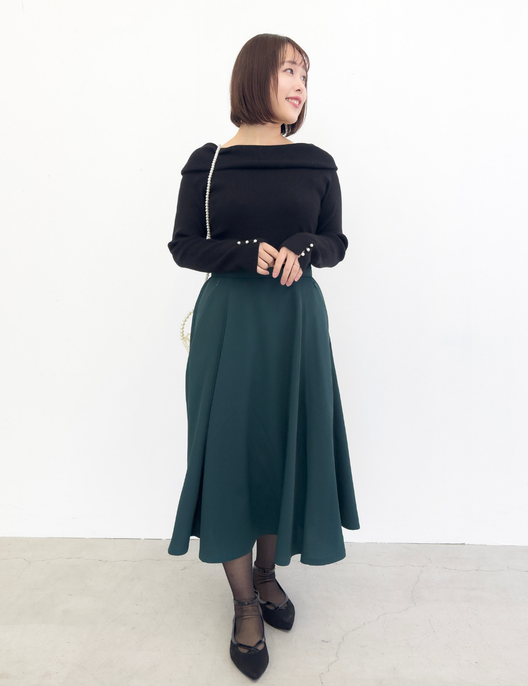 [Basic Line] Double Pocket Flared Skirt
