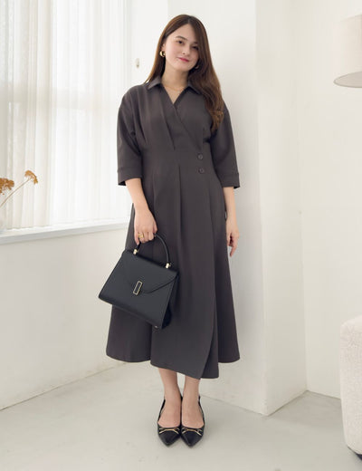 Front-open shirt dress