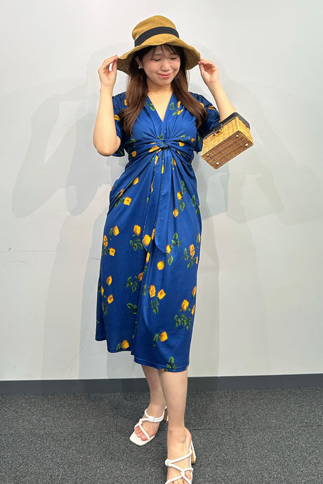 フラワーホリデーワンピ/ブルー/S