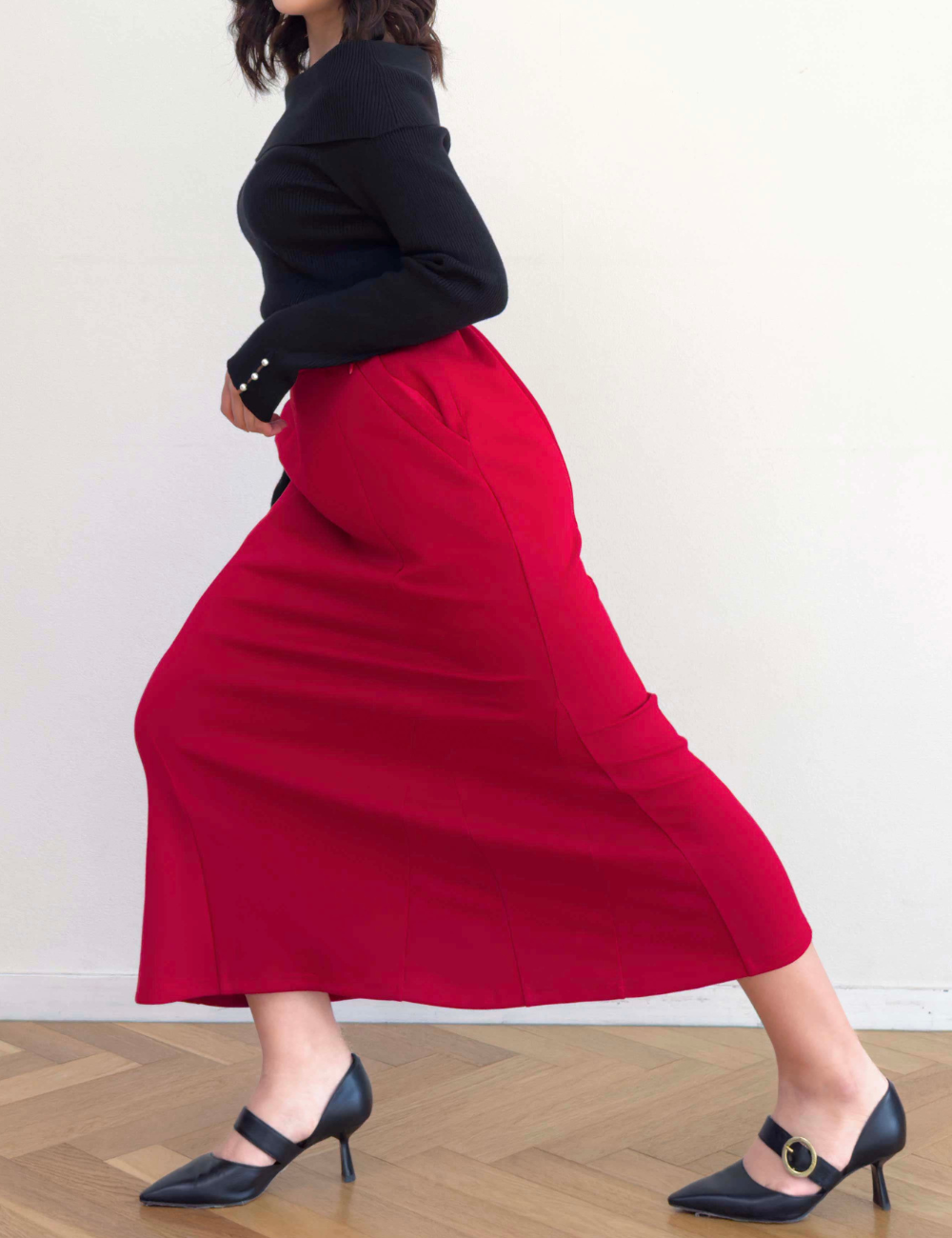 【べーシックライン】ダブルポケットポンチマーメイドスカート