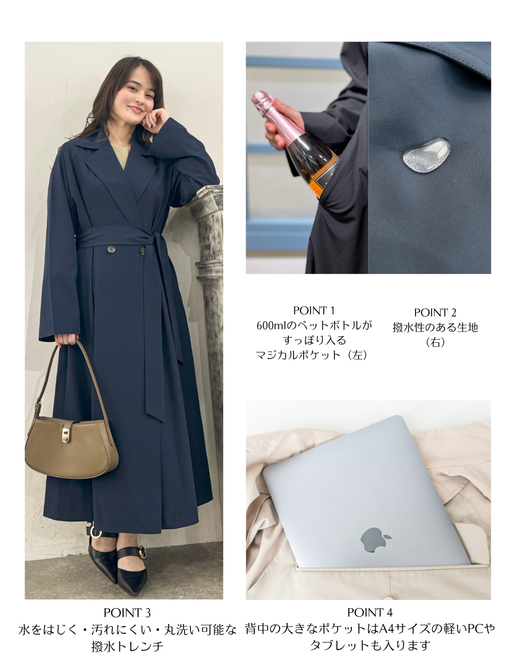 最終☆LItenリテン ダークネイビーcubicトレンチジャケット 最終☆LItenリテン ダークネイビーcubicトレンチジャケット