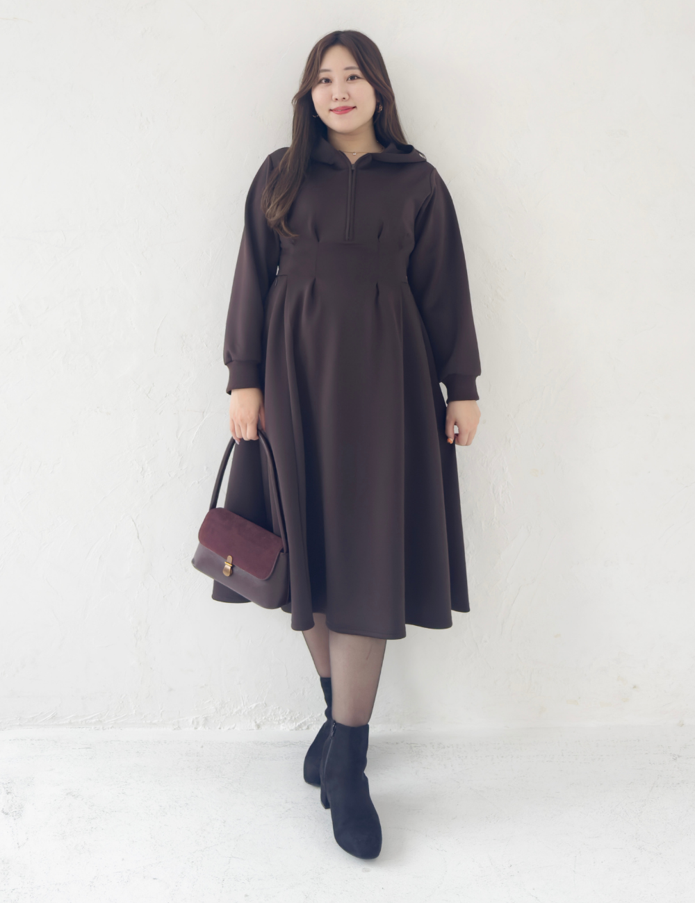 【ベーシックライン】ダブルポケットパーカーワンピ