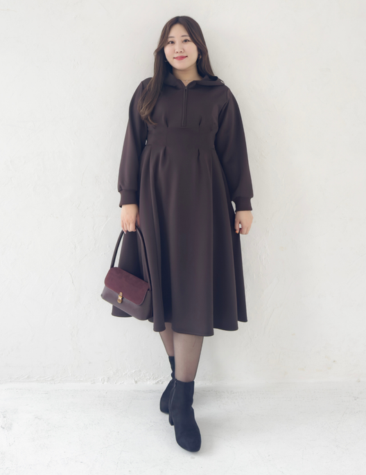 【ベーシックライン】ダブルポケットパーカーワンピ