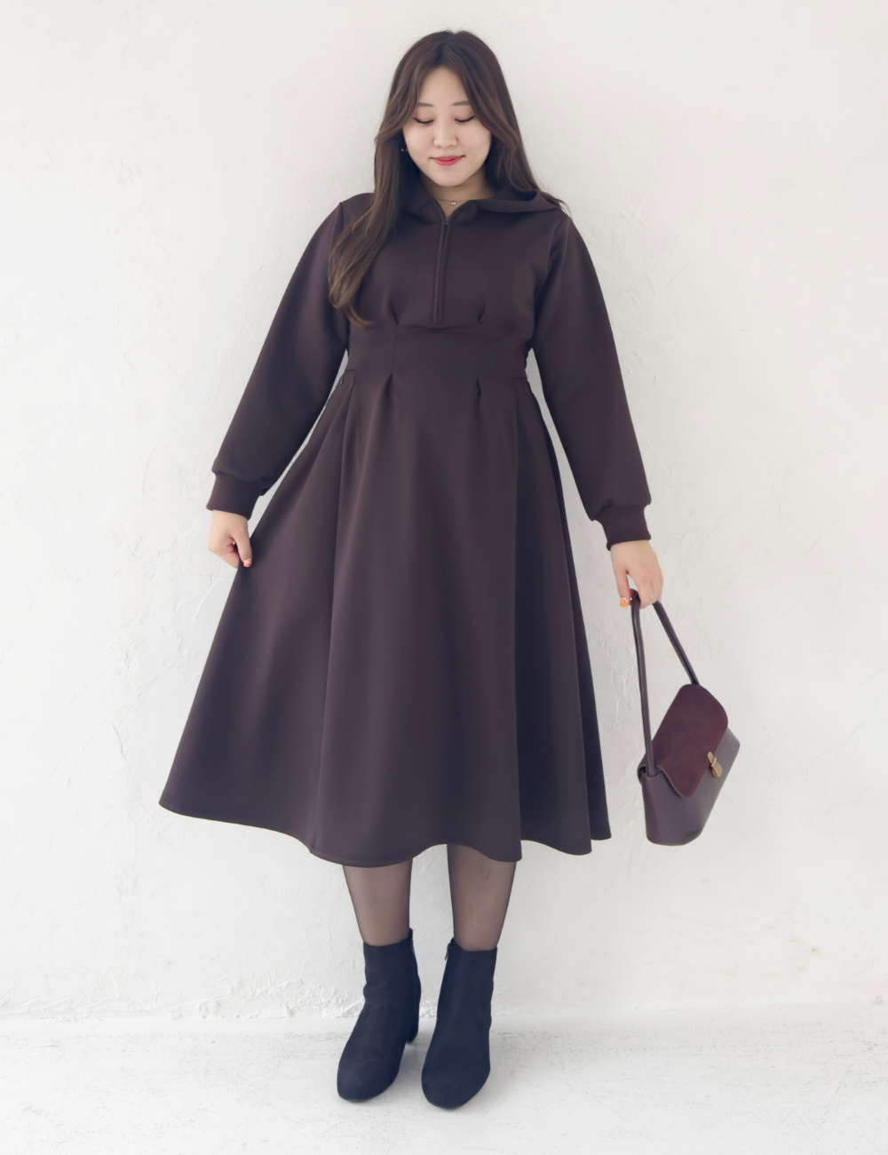 【ベーシックライン】ダブルポケットパーカーワンピ