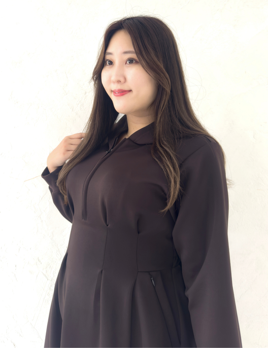 【ベーシックライン】ダブルポケットパーカーワンピ