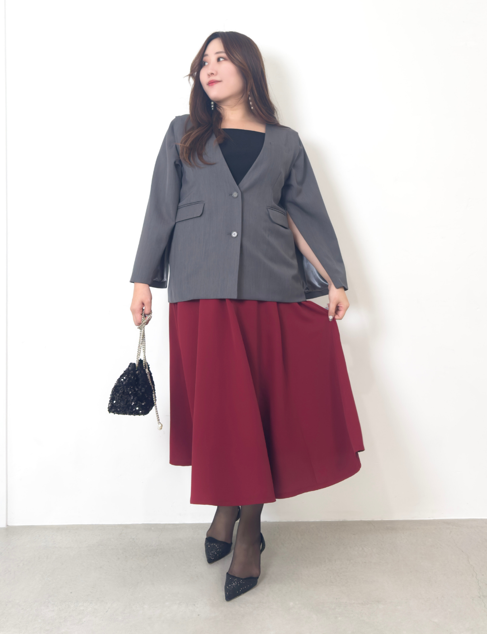 [Basic Line] Double Pocket Flared Skirt