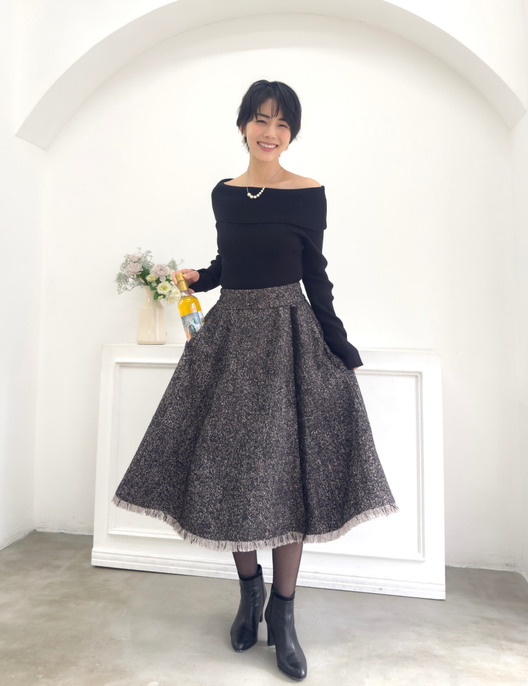 ツイードフリンジAラインスカート| CINEMATIQ by Pinup Closet ツイードフリンジAラインスカート| CINEMATIQ by Pinup Closet