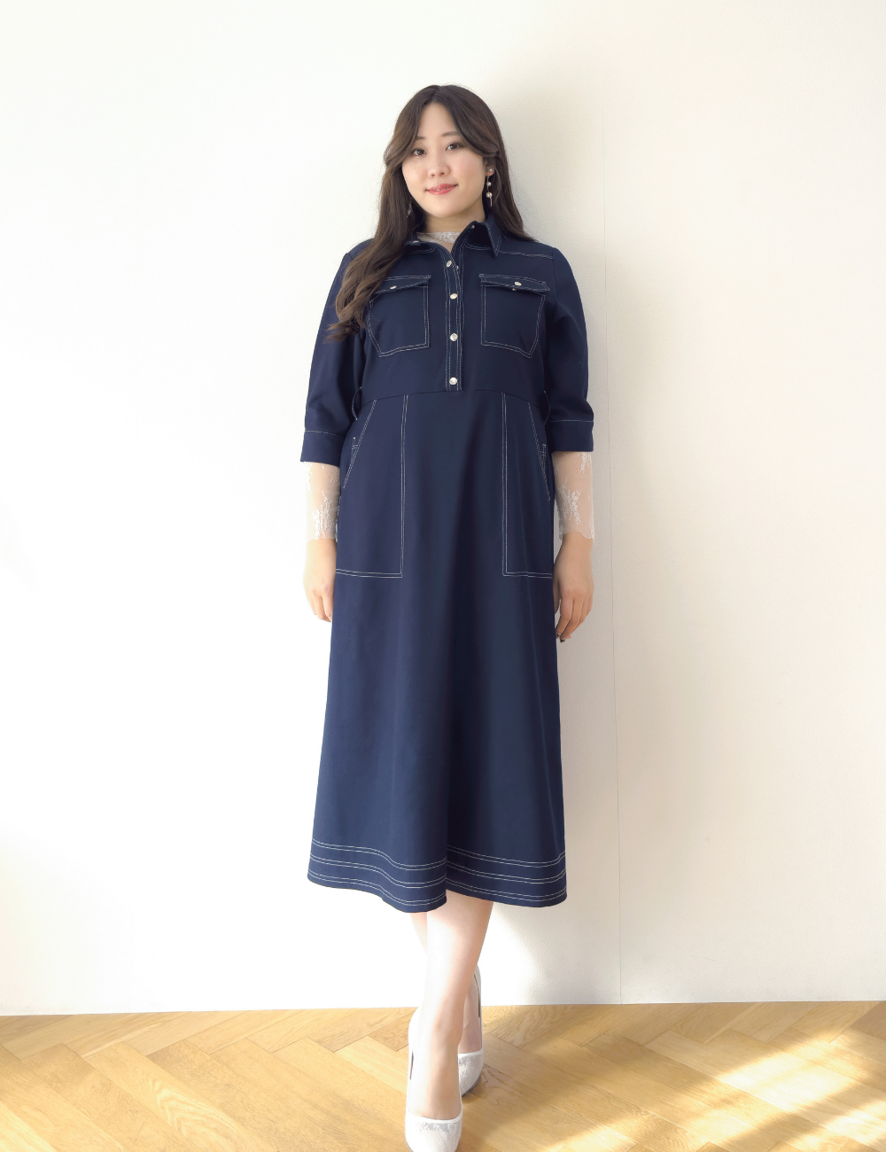 Denim-like shirt dress
