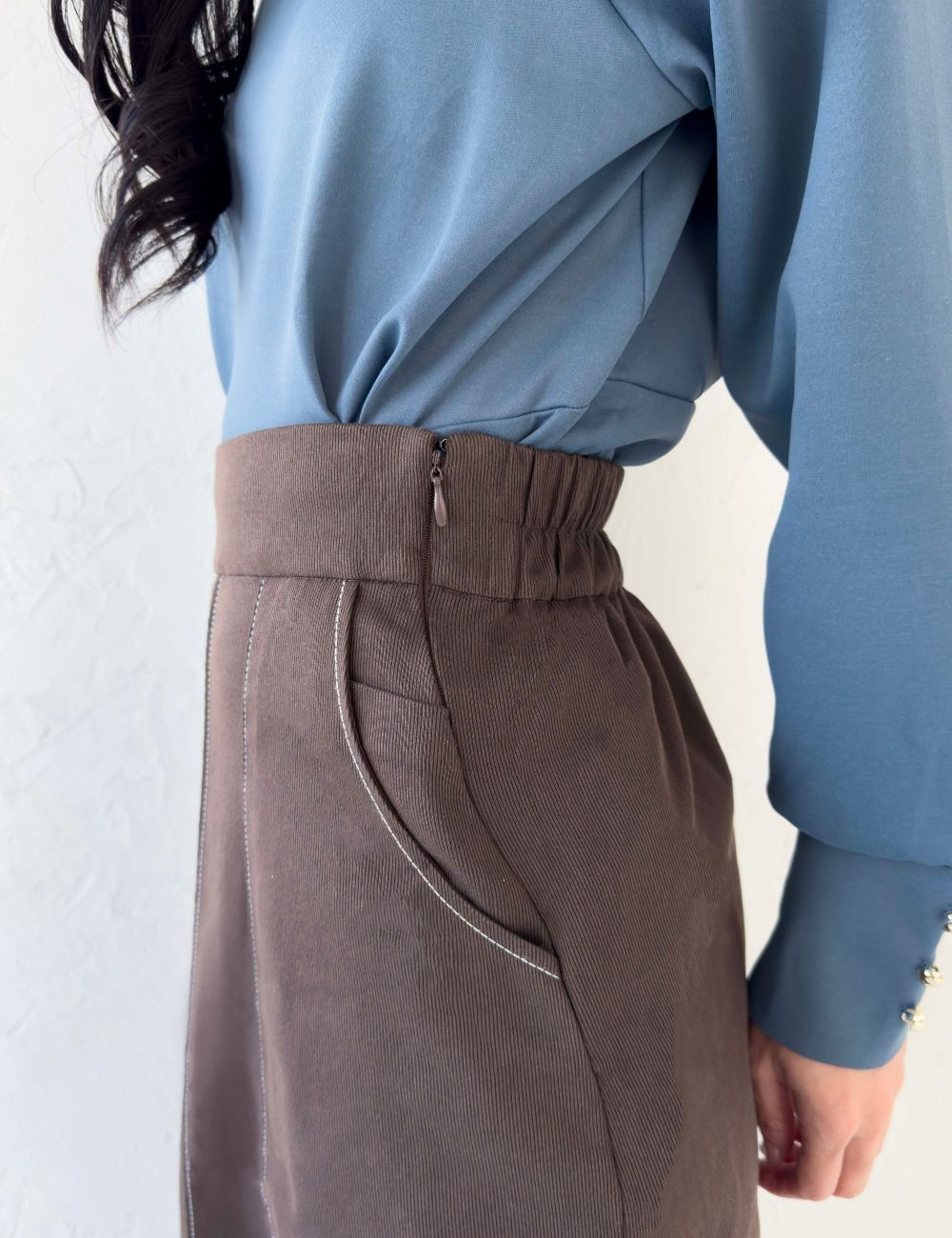 【ベーシックライン】デニムライクスカート