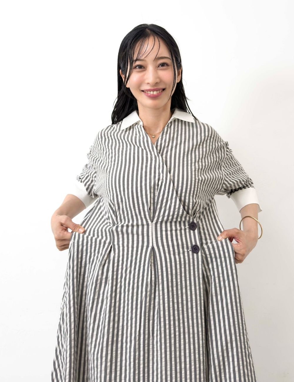 フロントオープンシャツワンピ