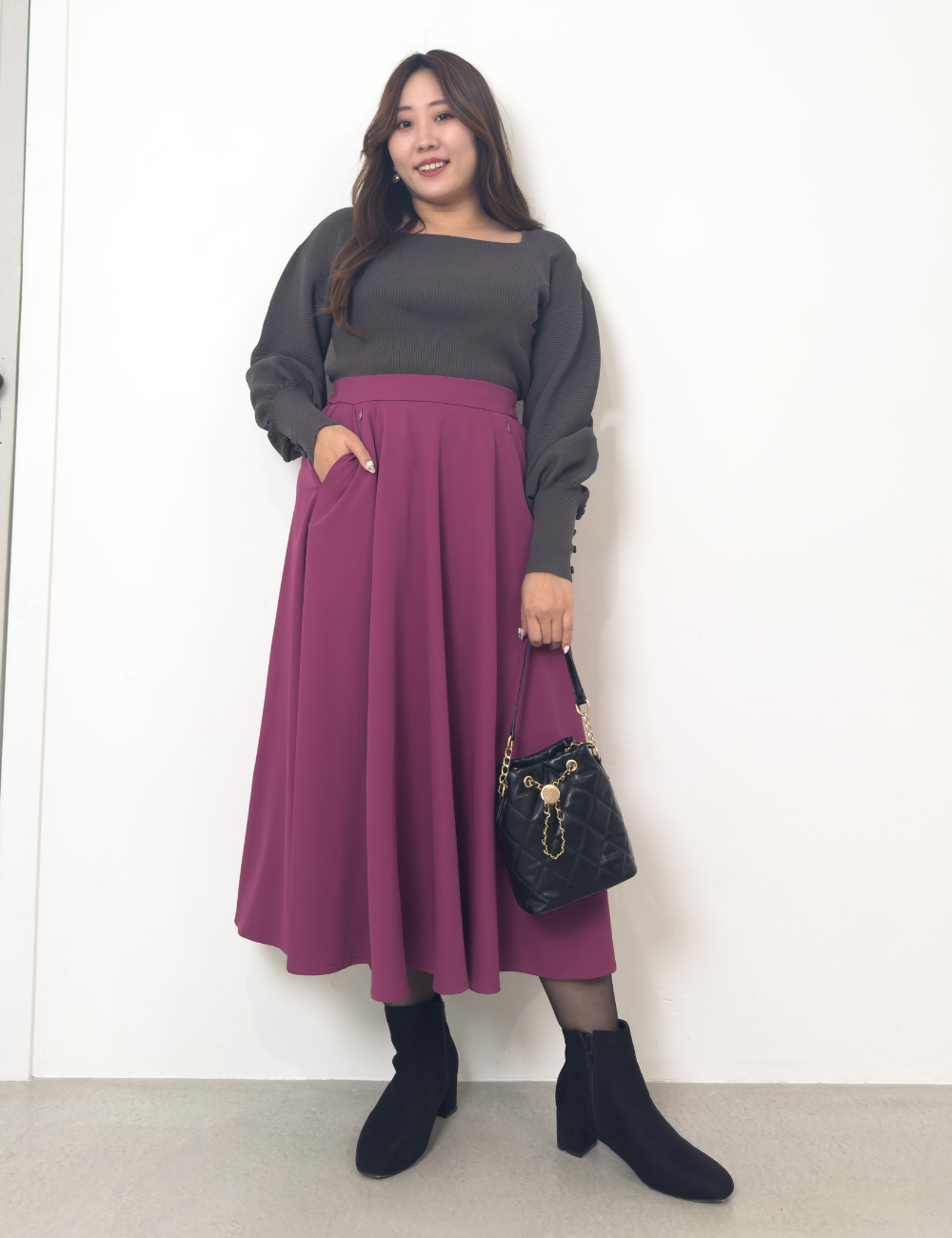 [Basic Line] Double Pocket Flared Skirt