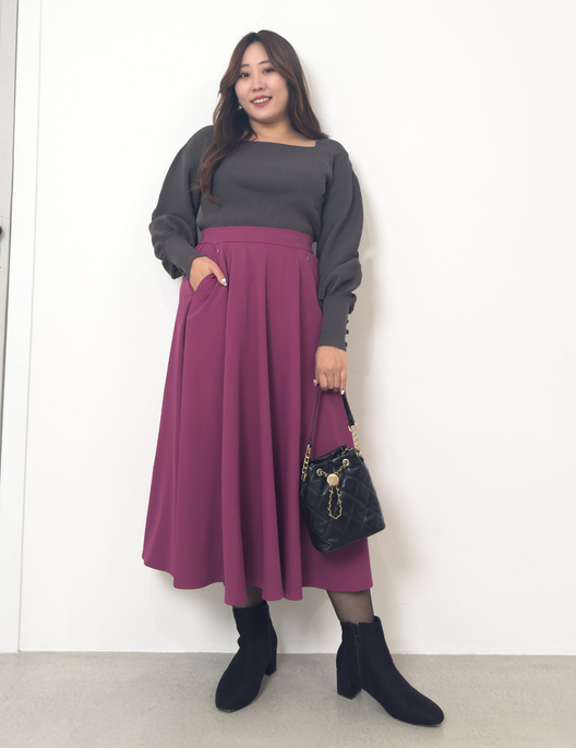 [Basic Line] Double Pocket Flared Skirt