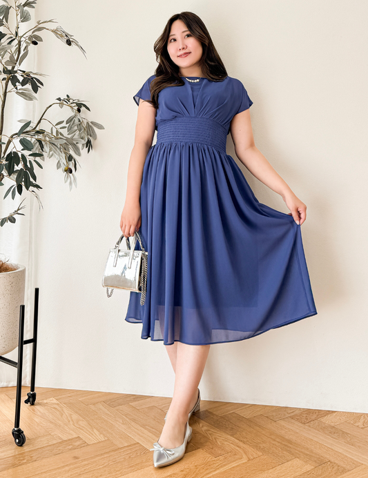 Draped shirring dress