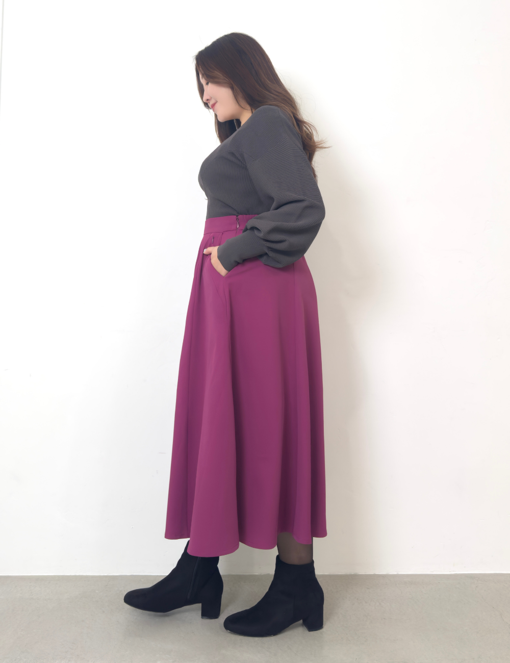 [Basic Line] Double Pocket Flared Skirt