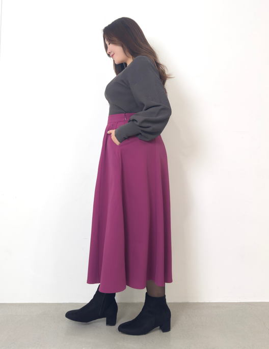 [Basic Line] Double Pocket Flared Skirt