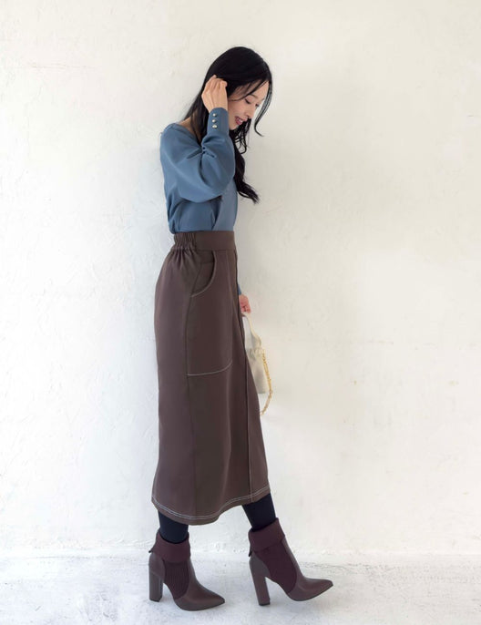 【ベーシックライン】デニムライクスカート