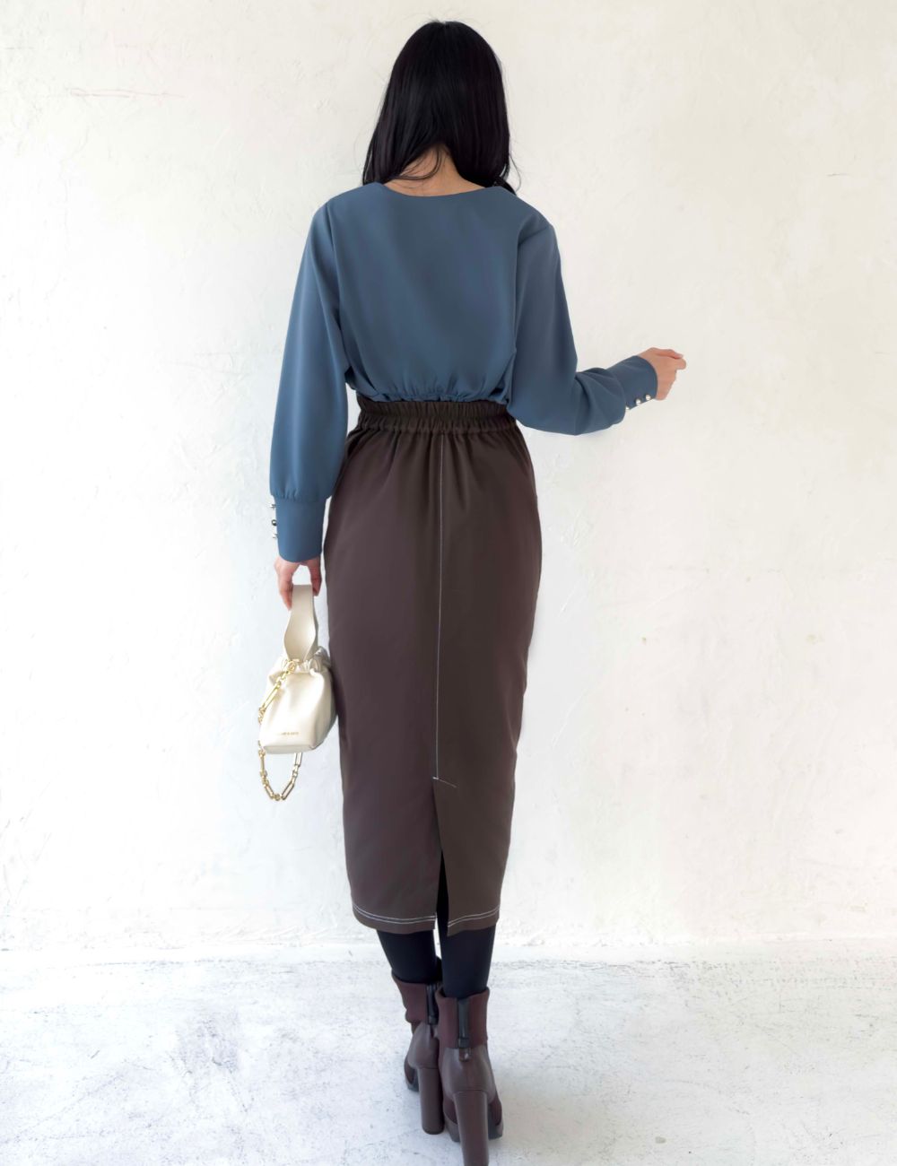 【ベーシックライン】デニムライクスカート