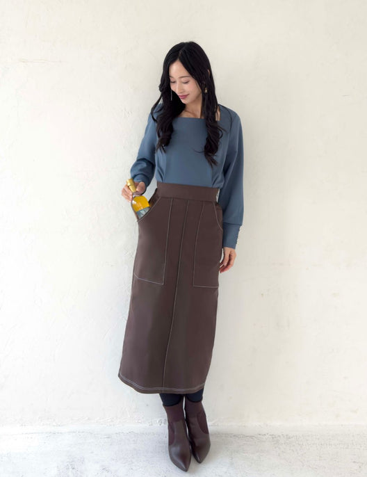 【ベーシックライン】デニムライクスカート