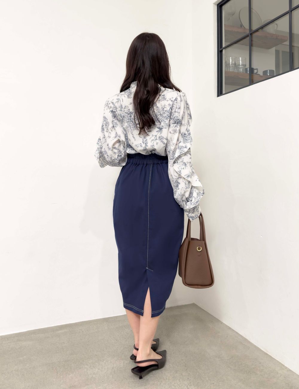 【ベーシックライン】デニムライクスカート