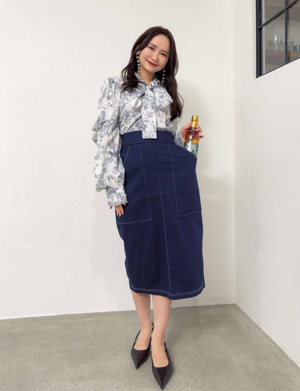 【ベーシックライン】デニムライクスカート