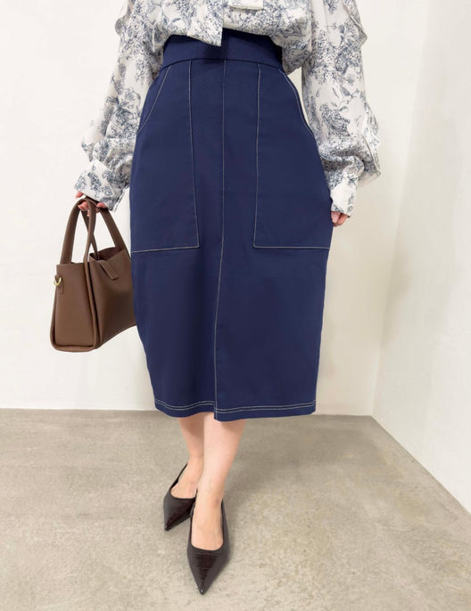 【ベーシックライン】デニムライクスカート