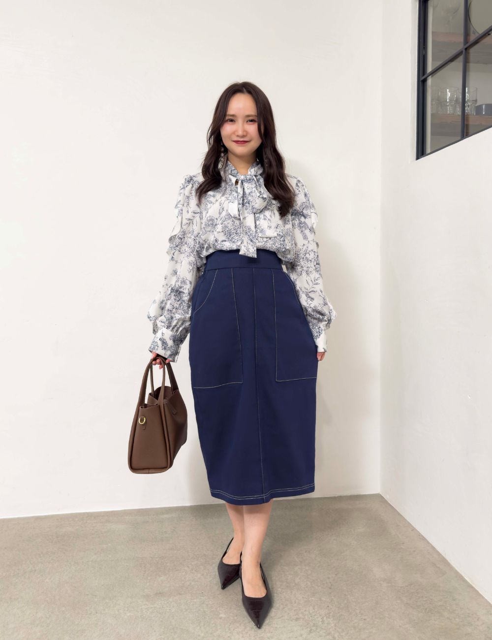 【ベーシックライン】デニムライクスカート