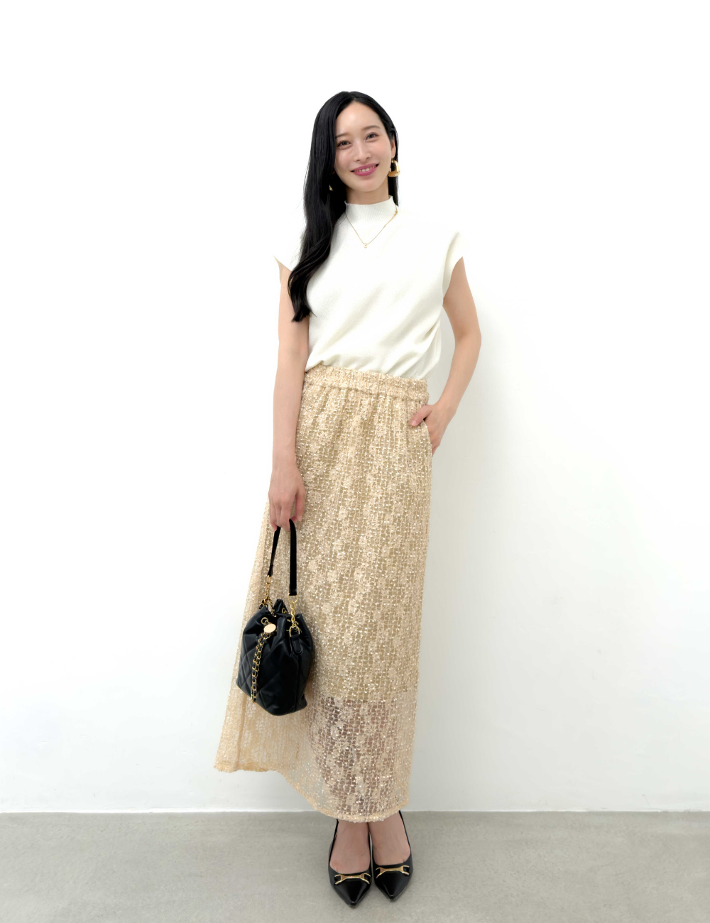シアーストレッチレーススカート