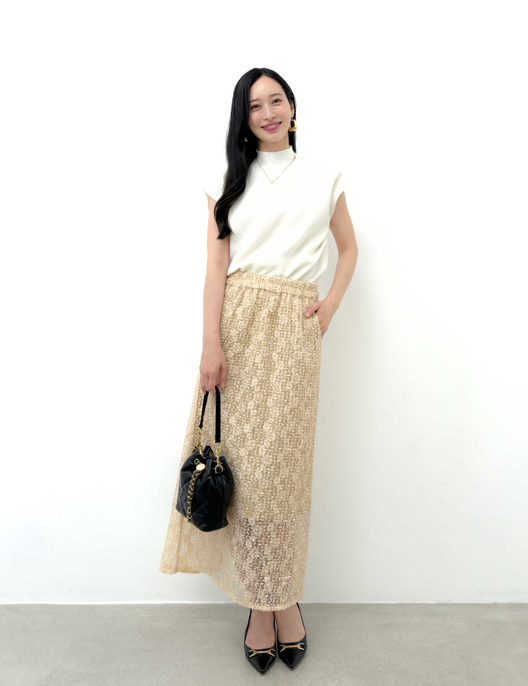 シアーストレッチレーススカート