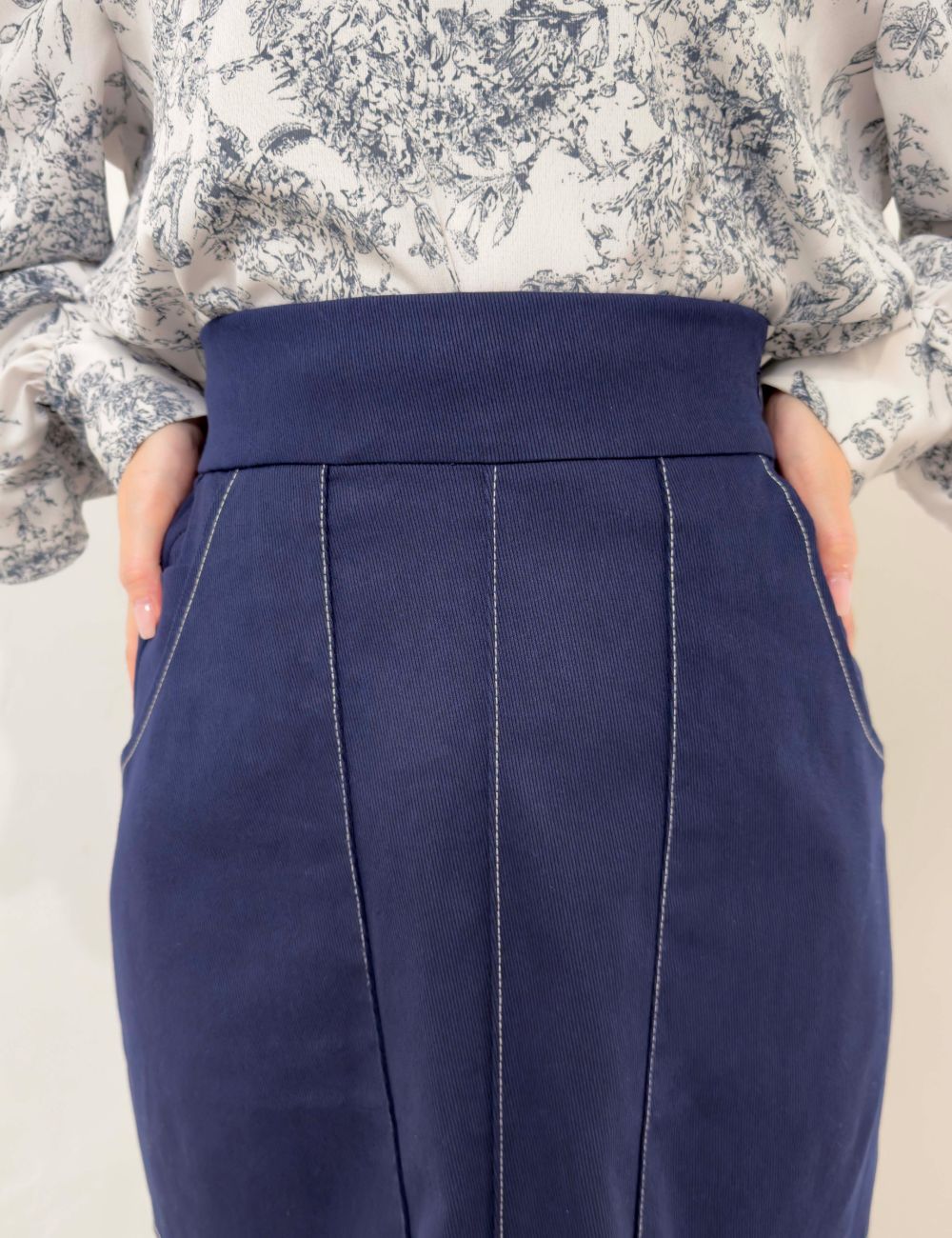 【ベーシックライン】デニムライクスカート