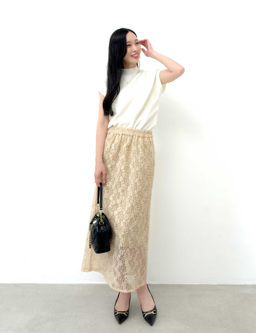 シアーストレッチレーススカート