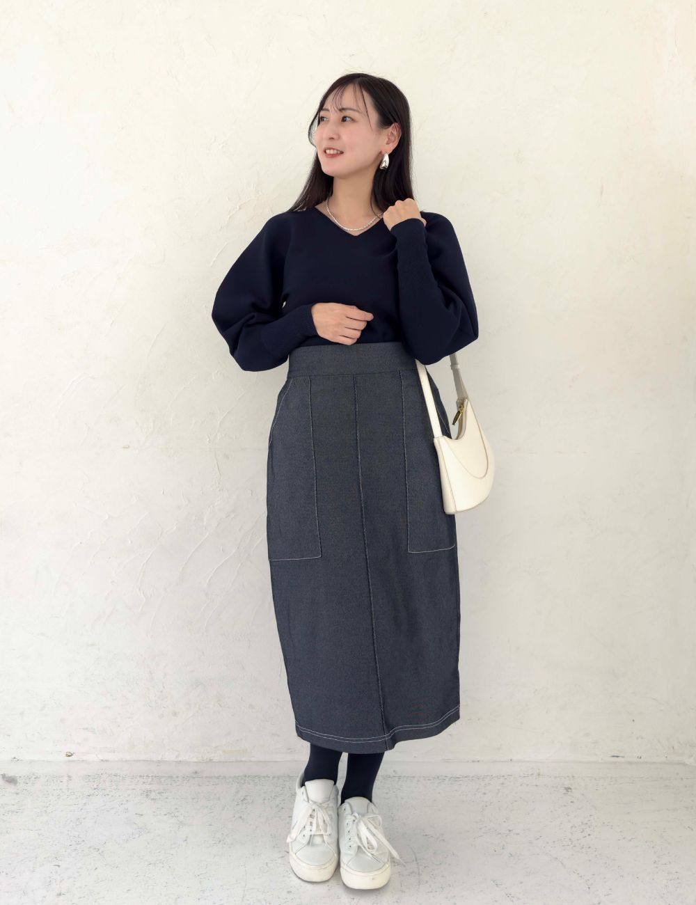 【ベーシックライン】デニムライクスカート