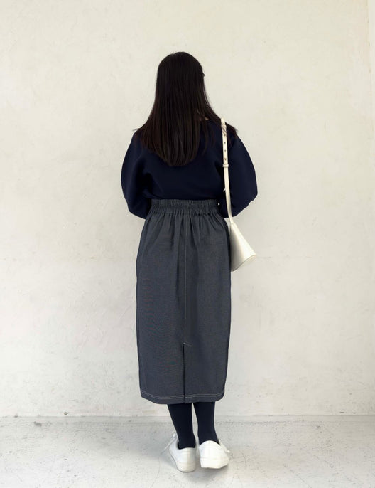 【ベーシックライン】デニムライクスカート