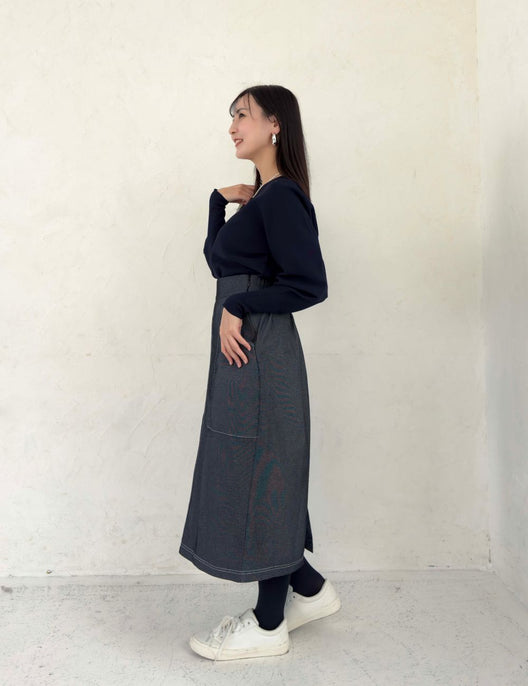 【ベーシックライン】デニムライクスカート