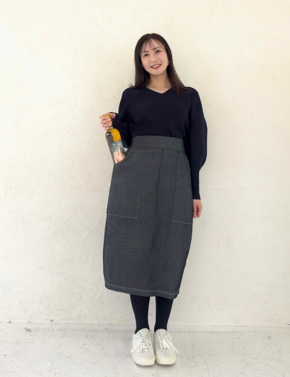 【ベーシックライン】デニムライクスカート