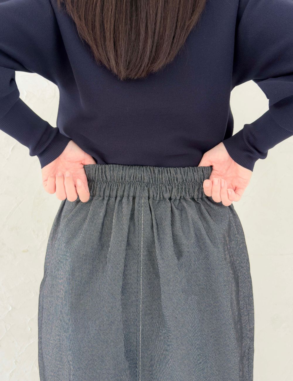 【ベーシックライン】デニムライクスカート