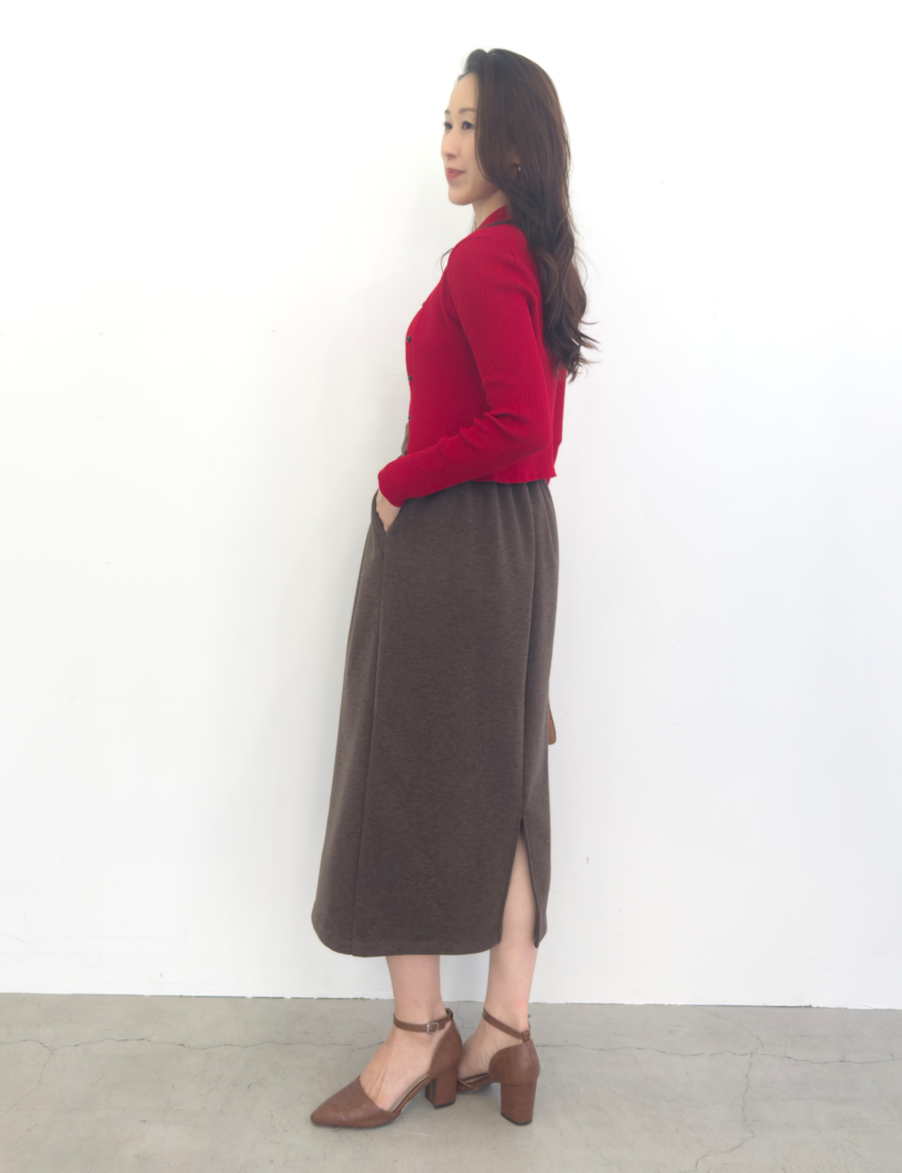 [Basic Line] Fleece-lined I-line skirt