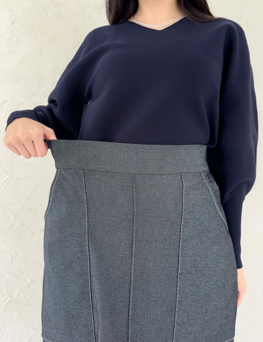 【ベーシックライン】デニムライクスカート