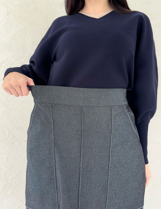 【ベーシックライン】デニムライクスカート