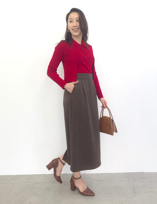 [Basic Line] Fleece-lined I-line skirt