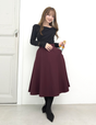 Pintuck flared skirt