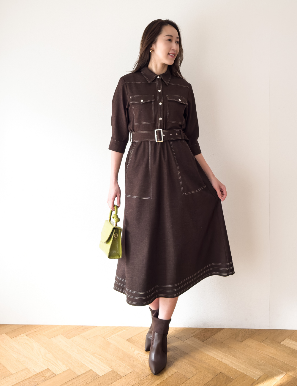 Denim-like shirt dress