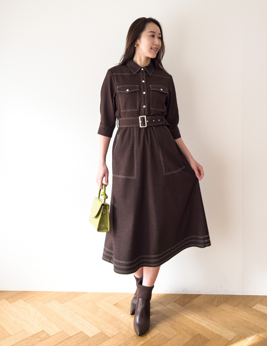 Denim-like shirt dress