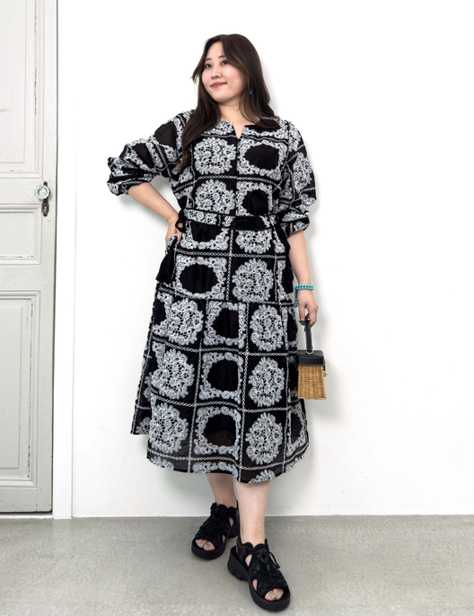 Real Free Sheer Fully Embroidered One-Piece Dress