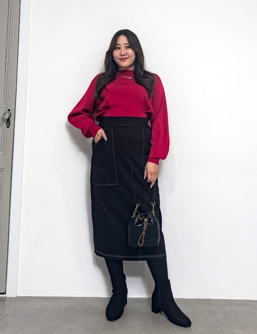 【ベーシックライン】デニムライクスカート