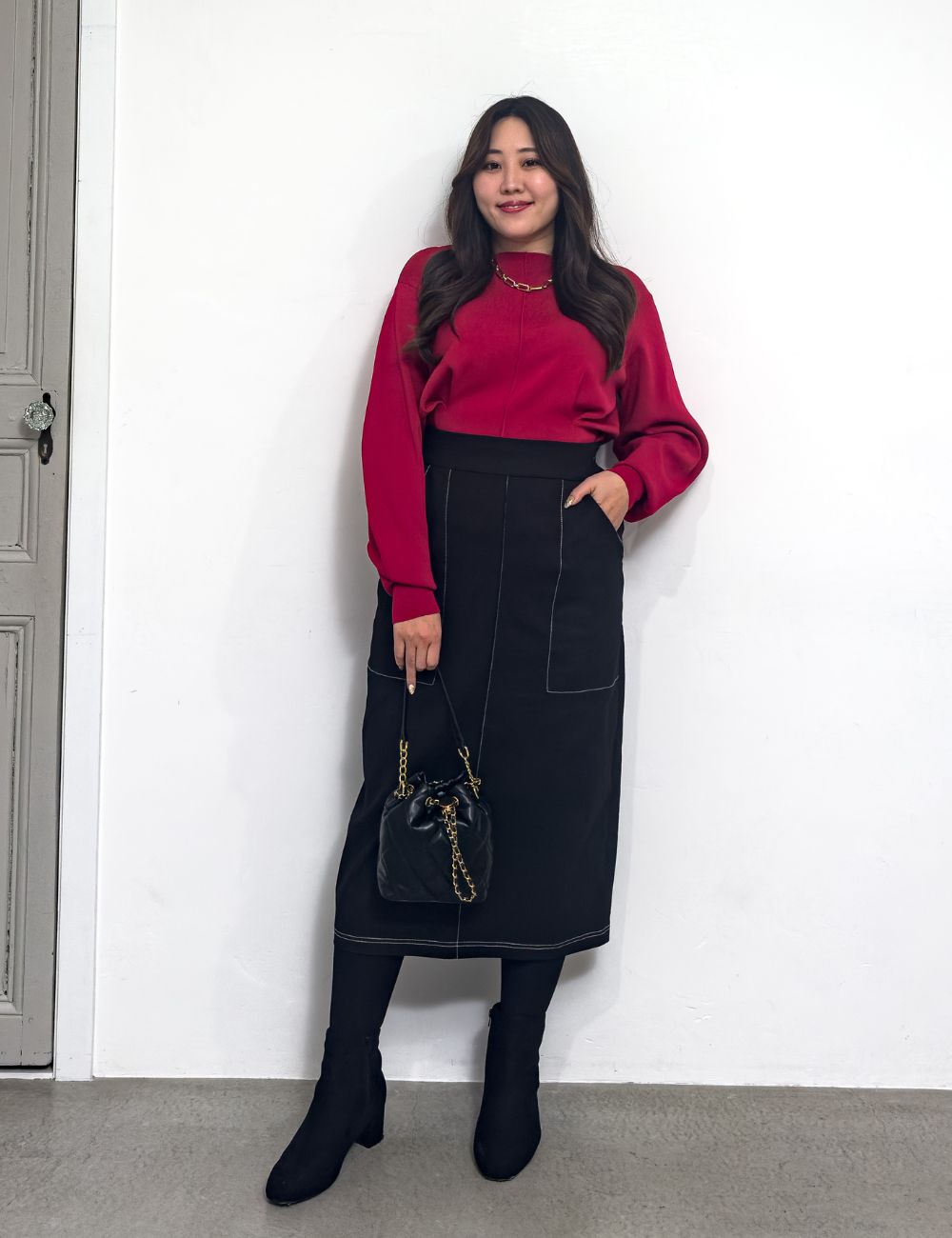 【ベーシックライン】デニムライクスカート