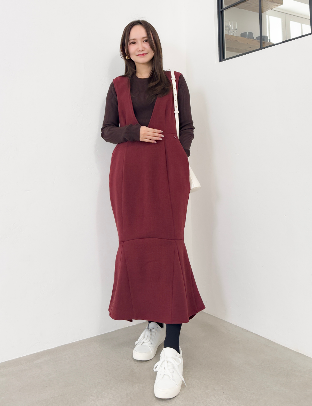 【べーシックライン】ダブルポケットジャンパースカート