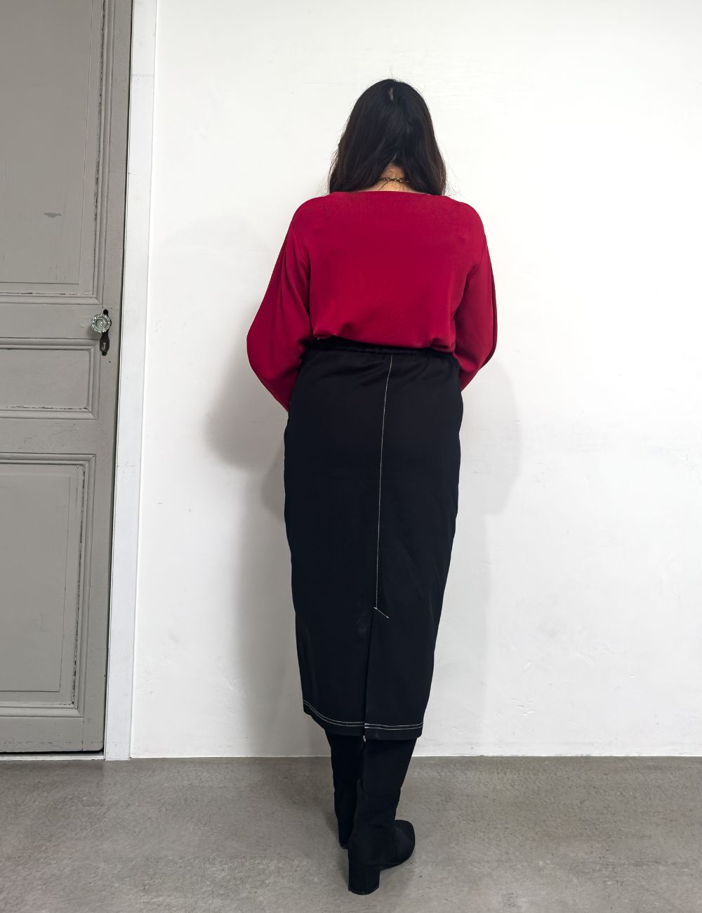 【ベーシックライン】デニムライクスカート