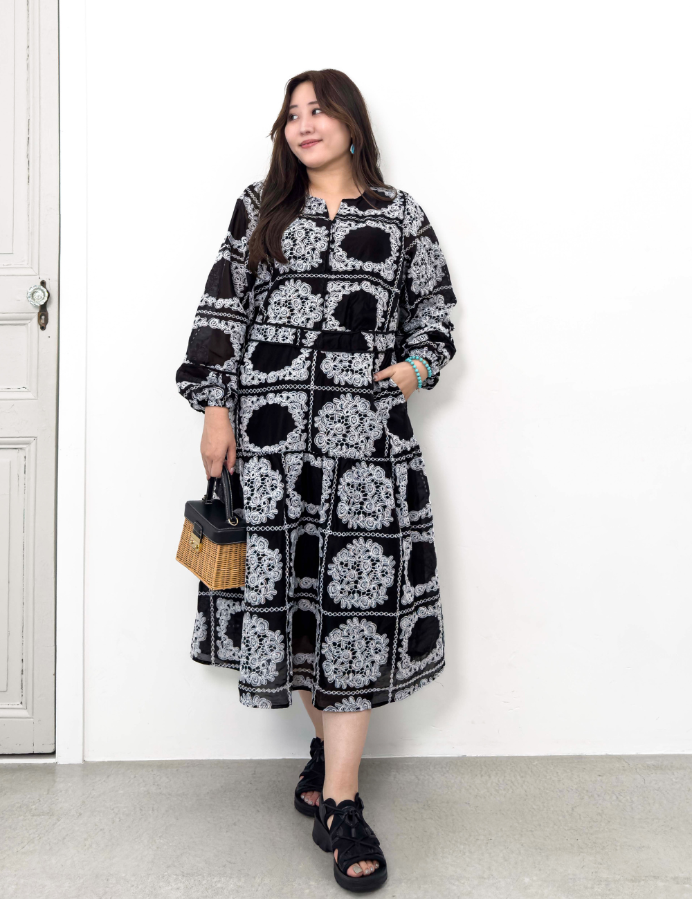 Real Free Sheer Fully Embroidered One-Piece Dress