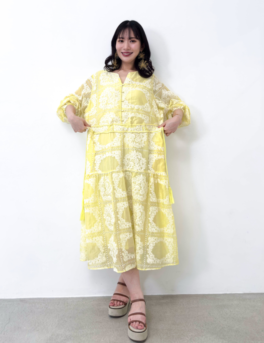 Real Free Sheer Fully Embroidered One-Piece Dress